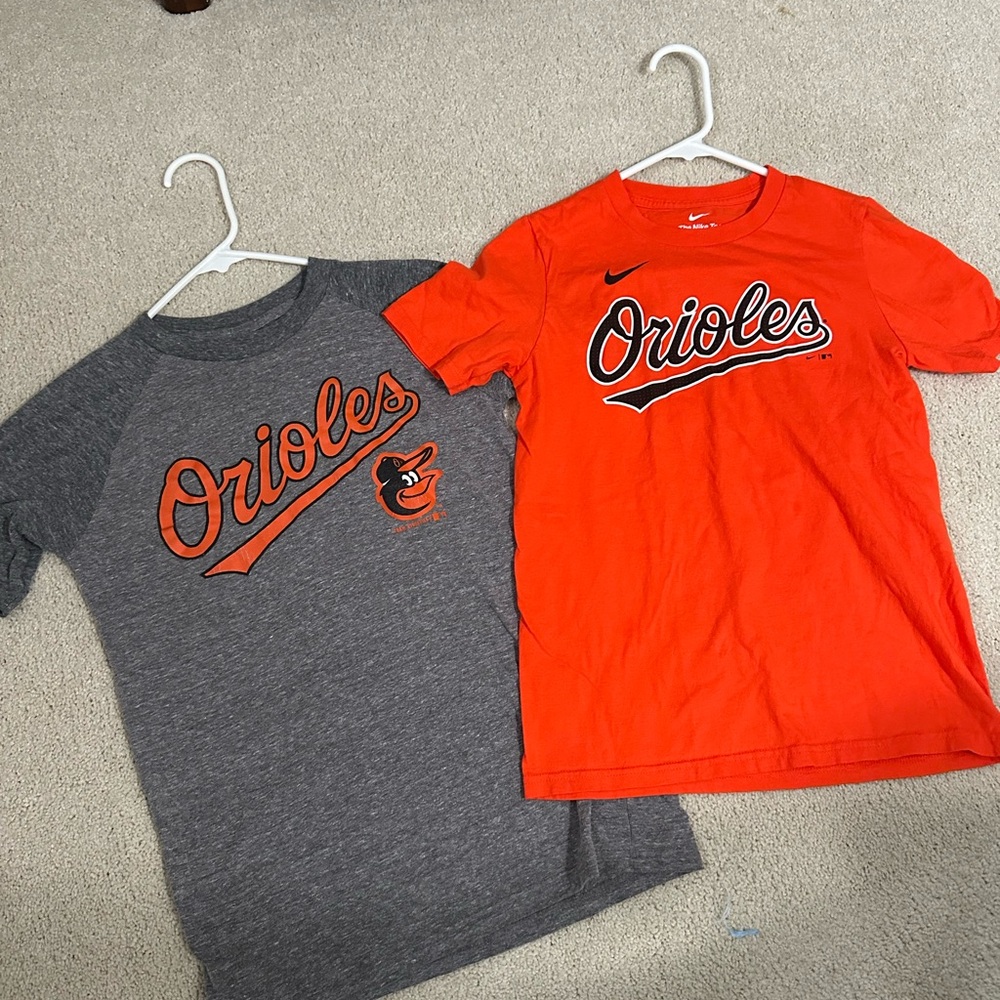 Nike Kids Orioles Gray and Orange T-Shirts